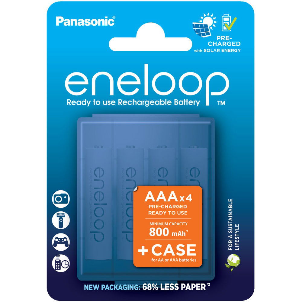 Panasonic BK-4MCDEC4BE eneloop Ni-MH akkumulátor + utazó és tároló tok, AAA (micro), 800 mAh, 4 db/bliszter termék fő termékképe