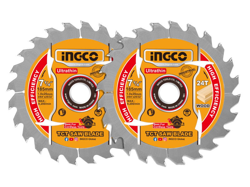 INGCO Fűrésztárcsa fához 185 x 20 x 1,0 mm / 24T (2 db) termék fő termékképe
