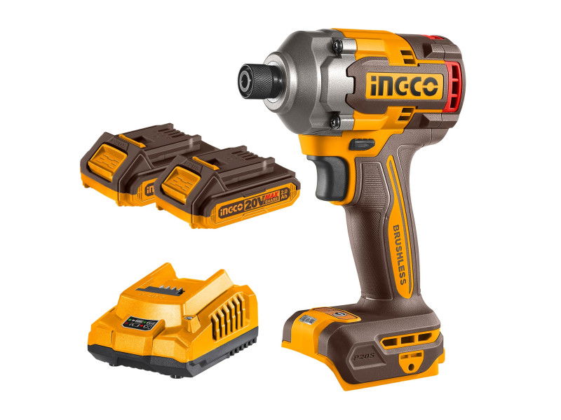 INGCO Akkus ütvecsavarozó 1/4" 285 Nm szénkefe nélküli 20 V (2 x 2,0 Ah akku + töltő) termék fő termékképe