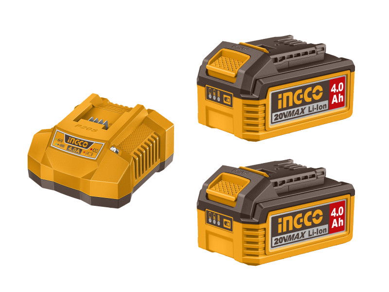 INGCO Akkumulátor és töltő szett 20 V (2 x 4,0 Ah akku + 4,0 A töltő) termék fő termékképe