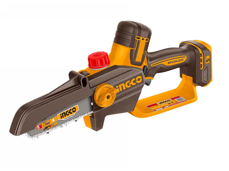 INGCO Akkus láncfűrész 127 mm szénkefe nélküli 20 V (akku és töltő nélkül) termék fő termékképe