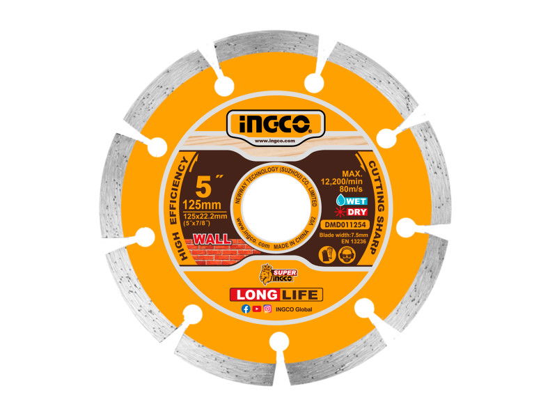 INGCO Gyémánt vágókorong 125 x 7,5 x 22,2 mm szegmentált termék fő termékképe