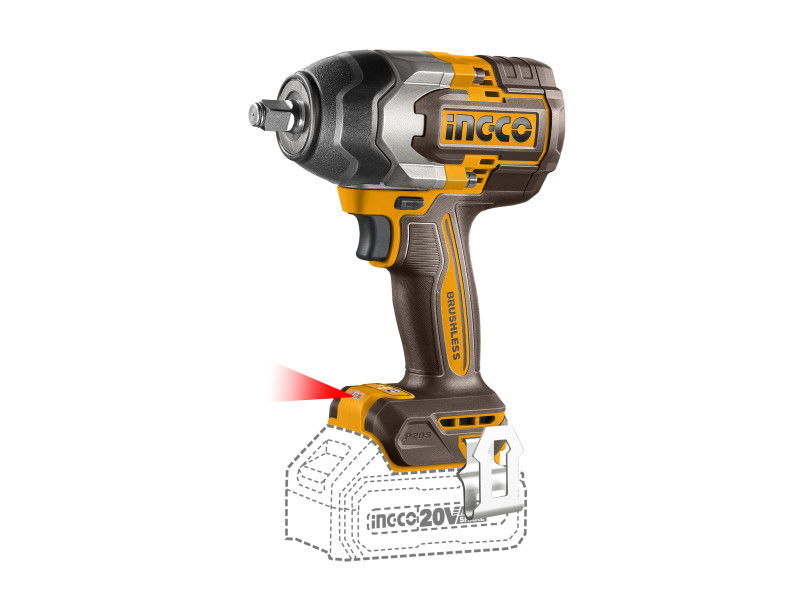 INGCO Akkus ütvecsavarozó 1/2" 850 Nm szénkefe nélküli 20 V (akku és töltő nélkül) termék fő termékképe