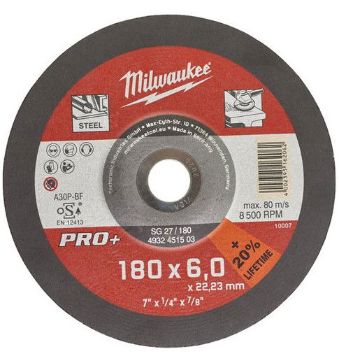 Milwaukee SG 27 / 180 PRO+ csiszolókorong fémhez, hajlított, 180x6.0 mm termék fő termékképe