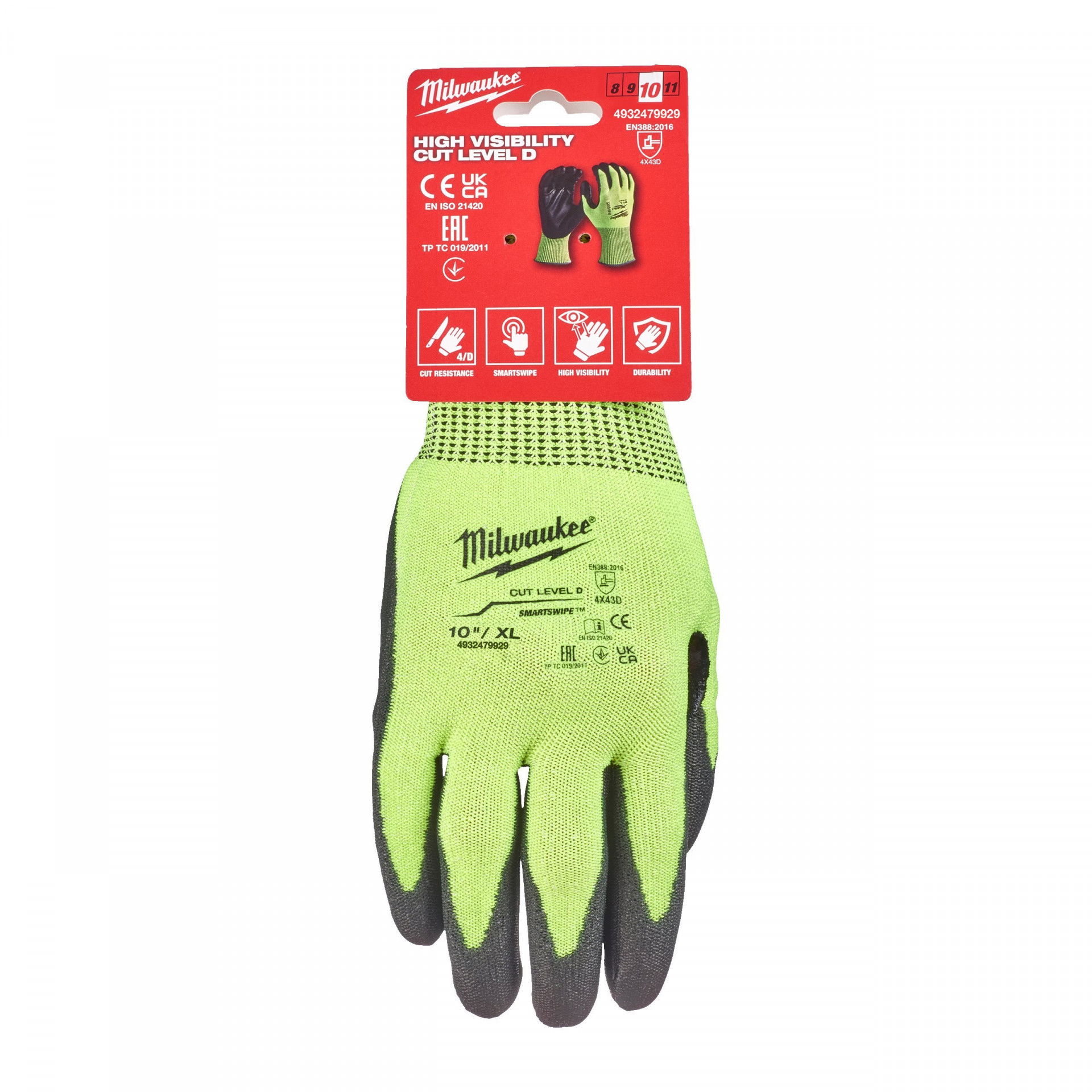 Milwaukee HI-VIS láthatósági vágásbiztos védőkesztyű, 4/D vágási szint termék fő termékképe